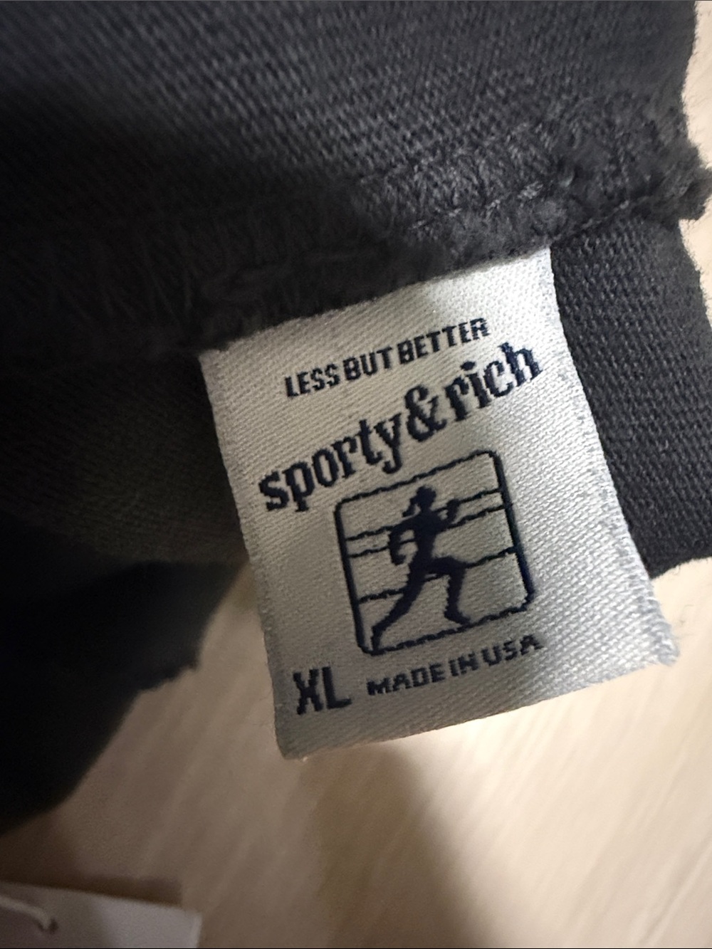 Sporty & Rich Charcoal Logo Unisex Athletic Shorts - Picture 2 of 8